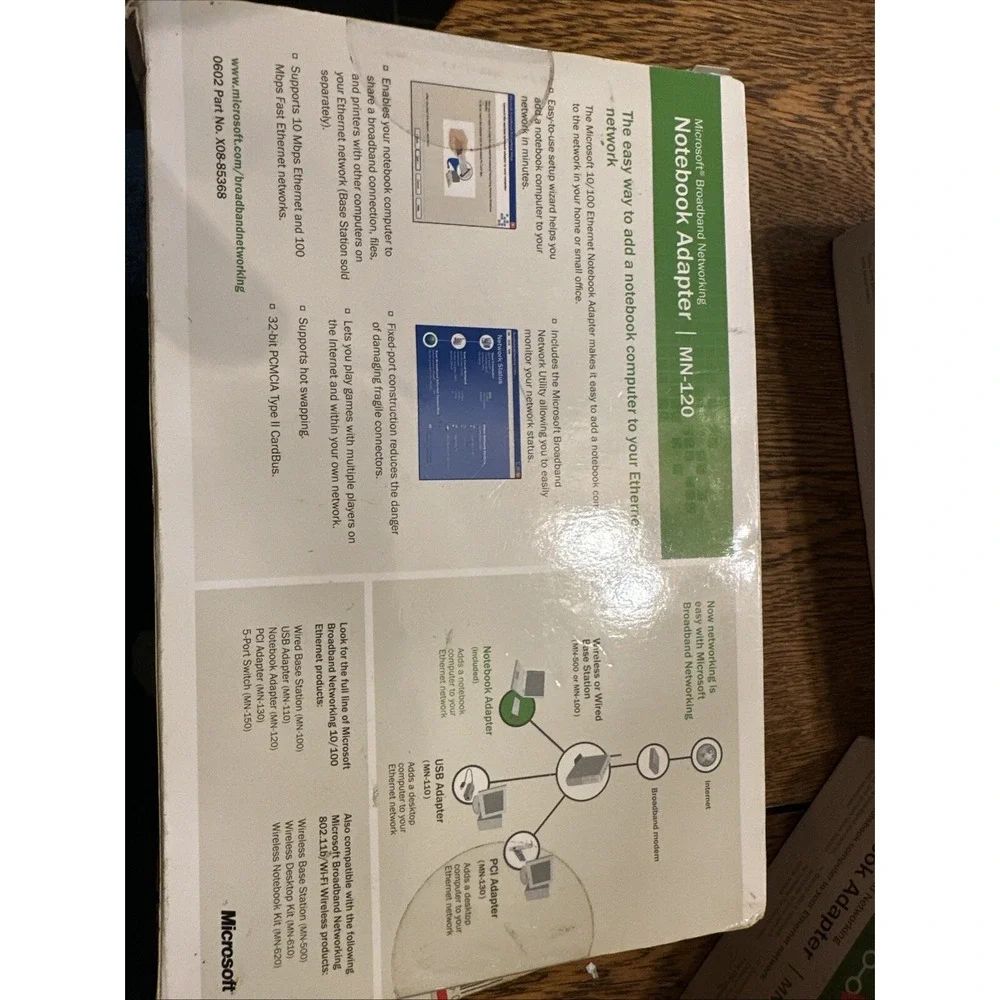 4x Microsoft Broadband Networking Notebook Adapter 10/100 Ethernet MN-120 - New